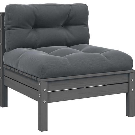 Canapé central de jardin avec coussins anthracite Gris Pin (1/5)