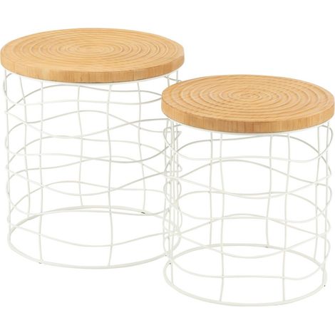 Lot de 2 Tables d'Appoint Gigognes "Brittney" 50cm Naturel (1/4)