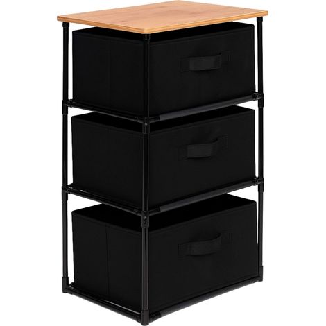 Cajonera de Armario Auxiliar Interior Roda 3 Cajones Tela Roble Cambrian y Negro 40x68x30 cm