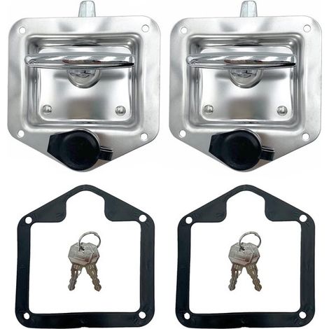 Serrature per cassette degli attrezzi in due parti con maniglia a T e serratura, in acciaio inox lucidato per porte di rimorchi, camper, piattaforme di carico, cassette degli attrezzi (1/5)