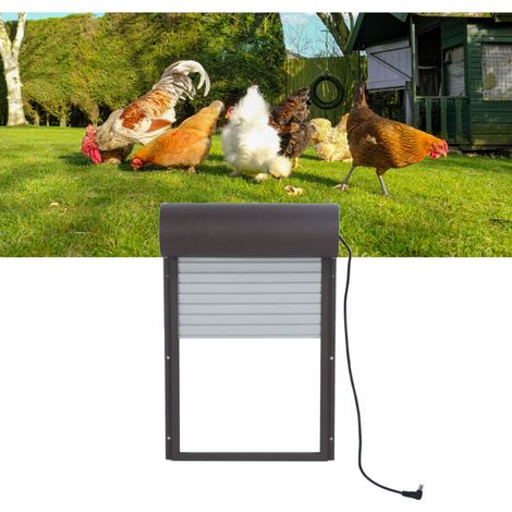 Porte Poulailler Automatique, Portail Roulant en Alliage d'aluminium, Porte Automatique Poulailler, Commande de Minuterie - Marron (1/5)