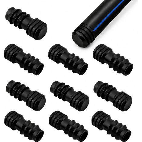 10 Bouchons pour Tuyau d’Arrosage Goutte à Goutte 13 mm, Tuyau Goutte à Goutte 16 mm Extérieur (1/2 Pouce), Bouchons et Raccords d’Irrigation Goutte à Goutte en Plastique, Jardin, Noir (1/5)