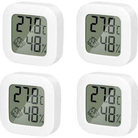 4er-Pack Mini-Thermometer/Hygrometer für den Innenbereich, hochpräzise Temperatur- und Hygrometerüberwachung mit Luftsymbol, komfortabel für Küche, Kinderzimmer, Gewächshaus, Lagerhalle, Büro - (1/5)
