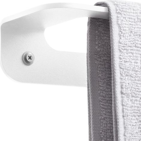 HOLZBRINK Porte-serviettes mural è fixer, support è serviettes en métal porte serviette de salle de bain, Blanc, Single 45x8x5 cm, 1 pièce, HLW-450-9016