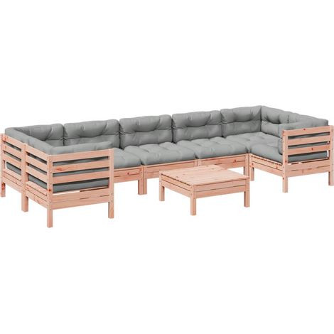 Maison Exclusive - Salon de jardin 8 pcs avec coussins sapin douglas solide (1/5)