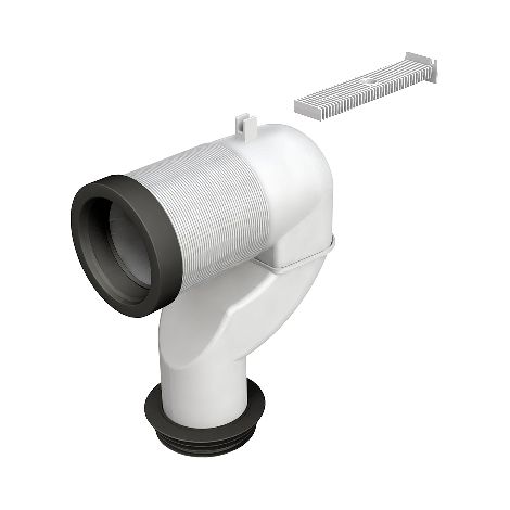 Curva a p per collegamento al pavim. brida in plastica diam. 90-110 mm