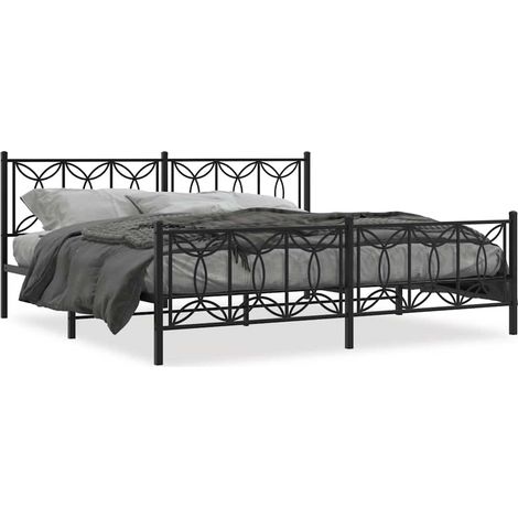 Maison Exclusive - Giroletto con Testiera e Pediera Metallo Nero 193x203 cm (1/5)