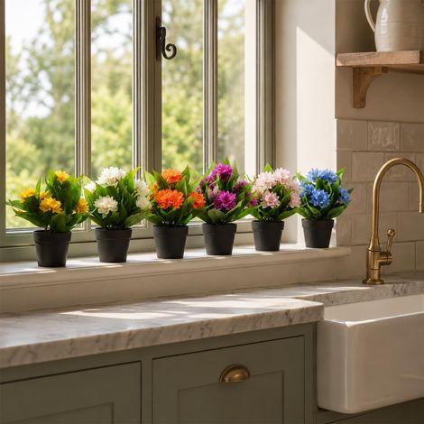 6x 18cm Artificial Freesia Plants in Assorted Colours Flowering (1/5)