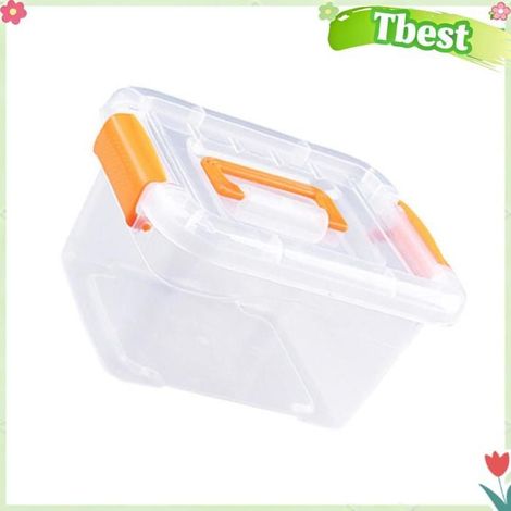 Tbest Récipient en plastique avec loquets Bac de rangement en plastique avec boucles de verrouillage, poignée meuble bac S Moyen (1/5)
