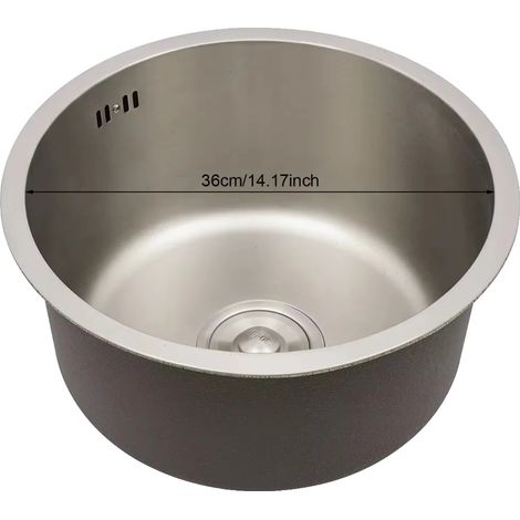 Fregadero de cocina, forma redonda, diseño insonorizado, color plata. (1/2)