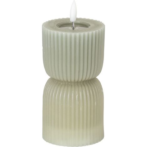 Luxe Collection Natural Glow 2.75x6 Carved LED Candle - Plastic - L7 x W7 x H14 cm - Grey