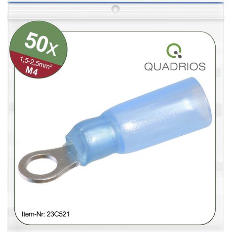 Quadrios 23C521 Ringkabelschuh  Querschnitt (max.)=2.5 mm² Loch-Ø=4.3 mm Teilisoliert Blau 50 St. (1/5)
