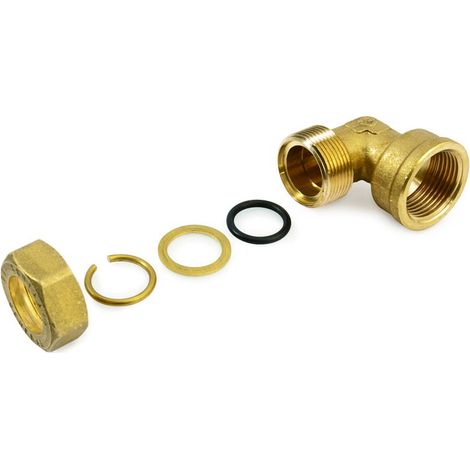 Raccorrdo angolo gomito femmina 1/2"x12 a compressione in ottone con anello di serraggio ed O-ring di tenuta, per tubo rame 120022H041200A