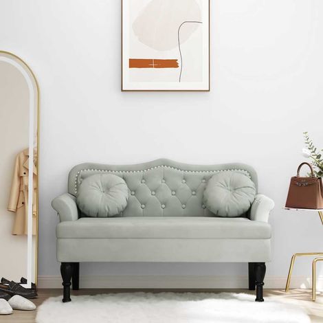 vidaXL Banco con cojines gris claro 120,5x65x75 cm terciopelo (1/5)