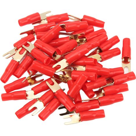 Lot de 50 cosses à sertir en forme de U, de calibre 8, pour fils de cuivre, destinées à l'industrie automobile et domestique. (1/5)