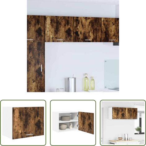 vidaXL Meuble suspendu - Armoire suspendue Chêne fumé et Blanc 50 x 31 x 40 cm (1/5)