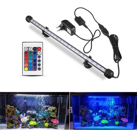 Lampe submersible pour aquarium/Éclairage sous-marin pour aquarium - Changement de couleur RGB et télécommande, 38 cm (1/3)