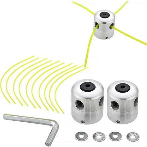Tête de Débroussailleuse Universelle Aluminium Fils Tête Coupe-bordure Tête Double Fil Bobine Tête Fil Nylon pour Tondeuse, 2 Têtes de fil + 10 Fils (1/5)