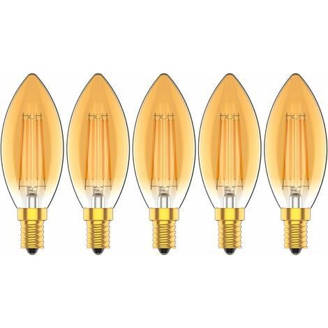 Ampoules Bougie à LED E14 4W, 30W Ampoule à incandescence équivalent, 2200K Blanc Chaud, 300LM, Cri80+, Petit Culot à Vis, Chandelier ampoules LED,Lot de 5 (1/5)
