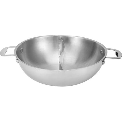 Marmite Hot Pot Acier Inox, Cuiseur Shabu Séparateurs, Casserole Cuisson sans Couvercle (1/5)