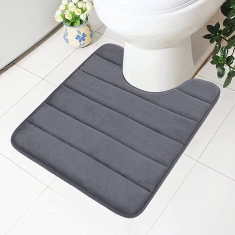 Tapis de bain en mousse à mémoire de forme – Antidérapant – Absorbant et lavable – 50 x 60 cm – Gris foncé (1/5)