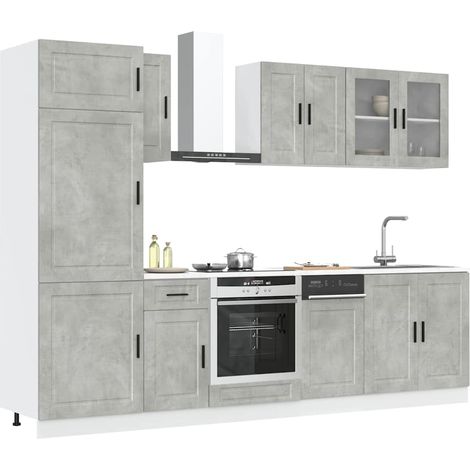 8 Piece Kitchen Cabinet Set Kalmar Concrete Grey Engineered Wood vidaXL