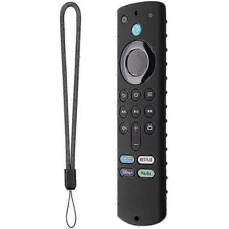 Étui en silicone léger, antidérapant et antichoc avec dragonne pour télécommande vocale Fire TV Stick 3e génération - Noir (1/5)