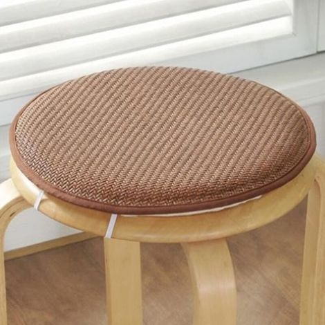 YMYNY Rundes Hocker-Sitzkissen, dünnes, kühles Sitzkissen, rundes Stuhlpolster aus Baumwolle mit Bändern für Garten, Esszimmer, Küche, Terrasse, Durchmesser 30 cm (12 Zoll) (1/4)