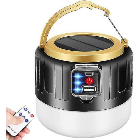 Lampe de camping solaire rechargeable par USB (noire), lampe de camping distance pour tente 1000LM, lampe de tente tanche 5 modes, adapte la r (1/5)