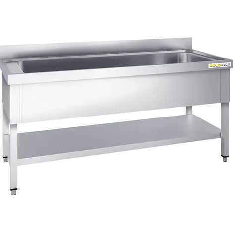 Plonge inox grande cuve 2000x700mm avec 1 bac PREMIUM - GOLDINOX (1/4)