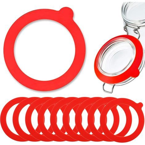 CCYKXA Pack of 10 Sealing Rings, Rubber Rings, Silicone Glass Sealing Rings, for Storage Jars, Anti-Leak Sealing Rings. (1/5)