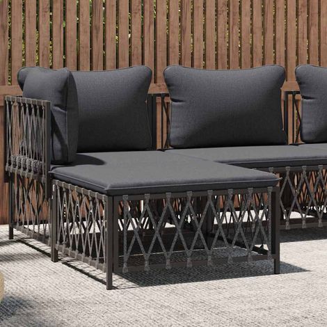 vidaXL Poggiapiedi Giardino con Cuscino Antracite Tessuto
