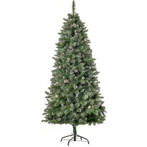Sapin de Noël Enneigé 180cm 718 Branches 50 Pommes de Pin Imitation Nordmann Déco