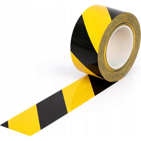 Nastro segnaletico di avvertimento, giallo e nero, 48 mm/33 m (1/3)