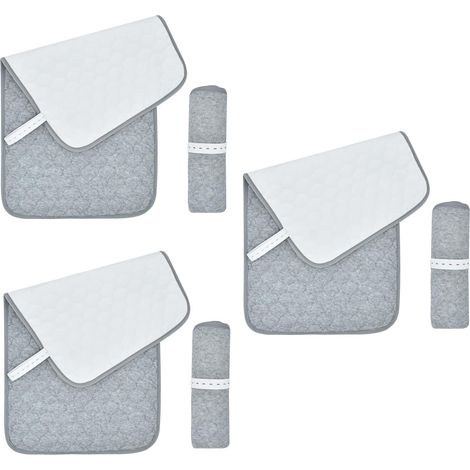 Lot de 3 Alèses à Langer - 3 Pièces - Fibre de Bambou - Imperméable et Réutilisable - Pour Table et Poussette - Gris 36x68cm (1/5)