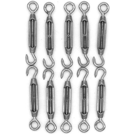 GENERIC-Lot De 10 Crochets Et Œillets M4, Tendeur C À O, En Acier Inoxydable 304, Kit De Matériel Pour Câble Métallique Tension Très Résistant, Pour Pare-Soleil, Installation D'auvent De Tente (1/5)