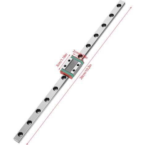 1 bloc coulissant miniature LML9B pour rail de guidage linéaire de 9 mm de largeur (260 mm) (1/5)