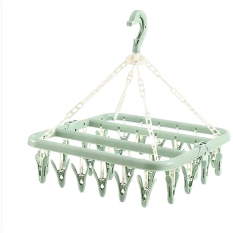 Etendoir Chaussette,Plastique Étendoir à Linge avec 32 Crochets Coupe-Vent,Cintre Pliant Style Moderne, pour Chaussettes, Sous-Vêtements, Inserts de Chaussures, Etc (1/5)