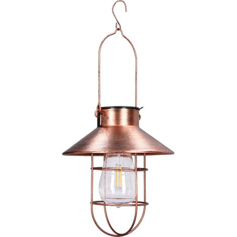 Lampada da giardino retrò – lanterna decorativa a LED con struttura in ferro – per prato, patio, ombrellone o albero – per esterni