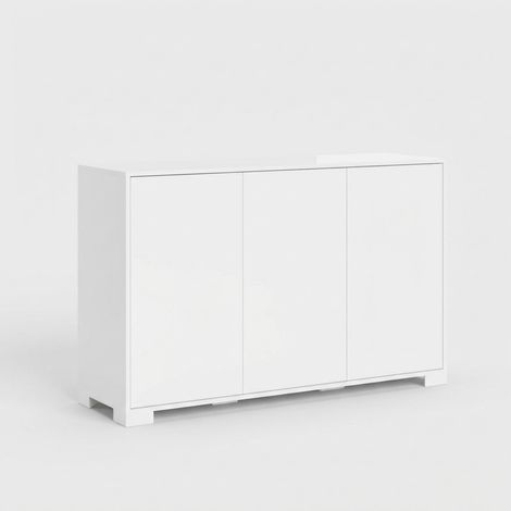 Moderne Anrichte mit 3 Türen für Wohnzimmer, Esszimmer, Küche 130x40x83 Lumina - Weiß glänzend