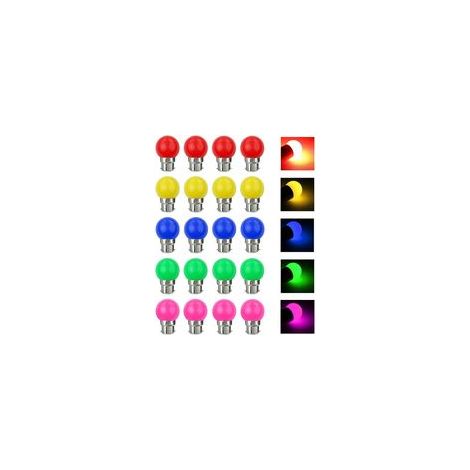 Ampoules LED B22 3W multicolores, équivalent à 30W, 240 lm, culot à baïonnette, guirlande lumineuse LED multicolore pour la maison, les bars et les fêtes - Lot de 20