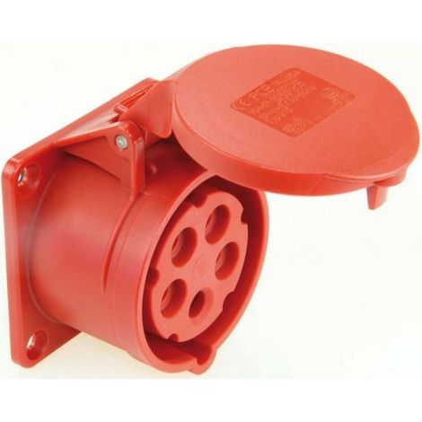 Prise de panneau 16 A 4 pôles 400 V rouge IP44 femelle 70 mm 314-6