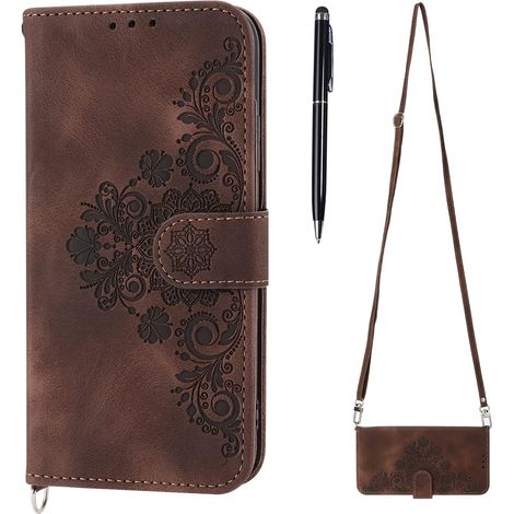 Coque avec Cordon pour iPhone 13, Collier pour Étui en Cuir PU Portefeuille Coque avec Fente Carte, Fermeture Magnétique und Flip Béquille TPU Housse pour iPhone 13 (6,1 Pouces) (Marron) (1/5)