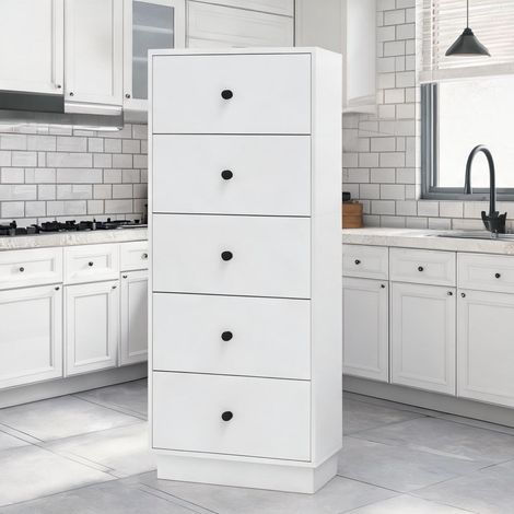 Buffet coloris blanc en bois 47 x 29 x 95 cm (1/5)