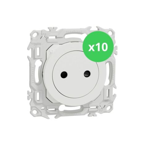Schneider - Odace 2025 - LOT de 10 Prises 2P affleurante - Bornes automatiques - Blanc craie - Ru00e9f : S920033 x 10 (1/5)