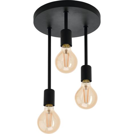 Plafonnier Wilmcote, lampe de plafond 3 flammes style industriel (1/5)