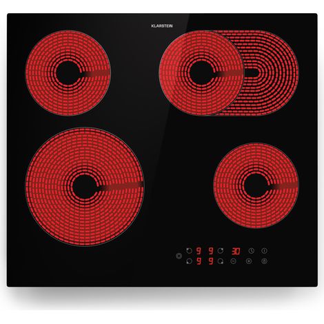 Klarstein Plaque Induction 6500W Plaque de Cuisson Electrique à Induction Plaque Induction Encastrées 4 feux Tables de Cuisson Plaques chauffantes ThermoBoost Rechaud Electrique pour la Cuisine Noir (1/5)