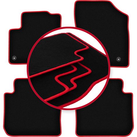 Tappetini in velluto con bordo rosso per: Citroen C3 Picasso monovolume (2008-2017)