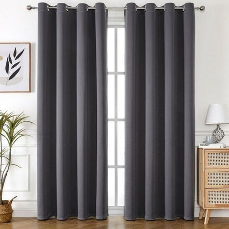 Rideau occultant thermique 150x200 cm – Isolant contre le froid – Design moderne à œillets – Gris foncé – 1 pièce (1/5)