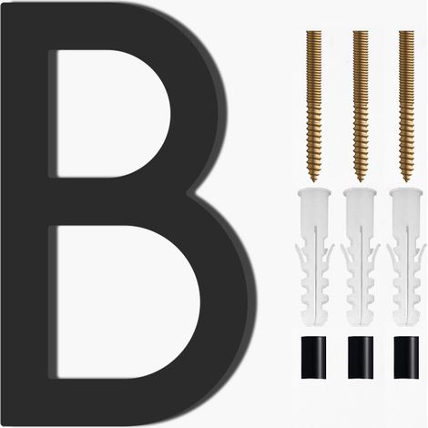 Modern brushed metal door number plate - 5 inches, 125 mm high, black (letter B) (1/5)